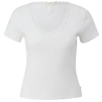 QS Damen T-Shirt mit Spitzenverzierung