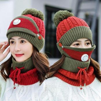 Gorro de invierno 2 en 1 con máscara para mujer