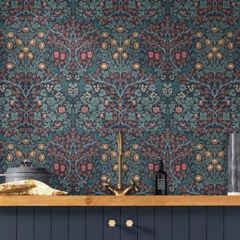 William Morris At Home Blackthorn Navy Wall Covering – 10 m × 52 cm Roll