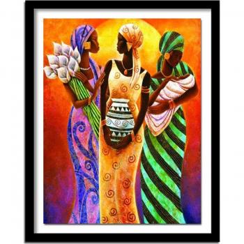 Coussin décoratif femme africaine en diamants ronds