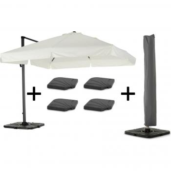 Parasol Déporté 3m Écru avec Socles Inclus
