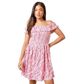 Mini Zebra Pattern Dress – Petite – Pink Bardot
