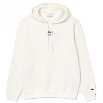 Men's Small Cream Overhead Logo Hoodie by Lacoste – 38/Regular