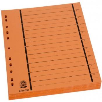 Trennblätter DIN A4 orange vollfarbig, schwarzer Orgadruck, 100 Stück, 230g/qm, RC Karton