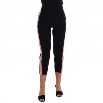 Dolce & Gabbana Black Stretch Pink Stripes Capri Pants