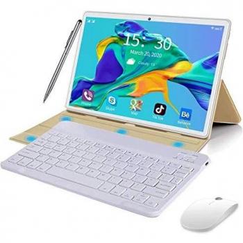 0 Inch Android 10.0 Tablet 4GB RAM 64GB ROM + 128GB Expandable IPS HD Quad Core 1.6GHz Dual LTE SIM WIFI | 8000mAh | Bluetooth | GPS | with Keyboard and Mouse