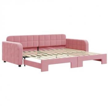 Lit gigogne rose sans matelas 90x200 cm