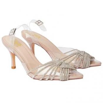 Womens Crystal Vinyl Sling Back Court Shoes