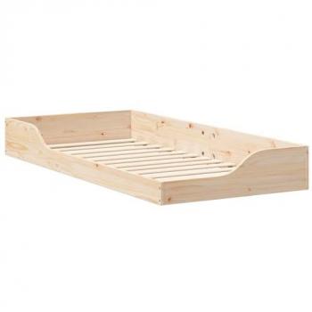 Cama de pino macizo 100 x 200 cm en color marrón