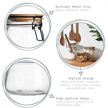 Wooden Clip Lid Glass Storage Jars