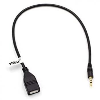 Adaptateur OTG Hyundai Honda Ford Fiat Dacia Citroën Câble USB vers AUX Noir