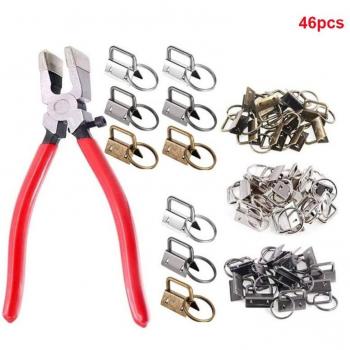 60 Pcs 2.5cm Key Fob Keychain Making Supplies with Pliers Tool
