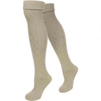 Normani Herren Kniestrümpfe in Beige – Leinenbande, traditionelles Zopfdesign, 1 Paar