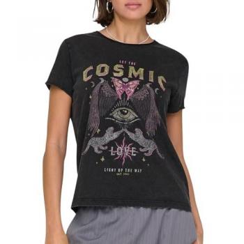 ONLY Kurzarmshirt ONLLUCY LIFE S/S EYE TOP BOX JRS – Schwarzer Druck