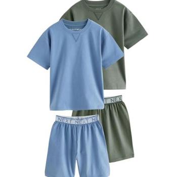 Navy/Graphit Baumwoll-Kurze Pyjamas – 2 Stück, für 3 bis 16 Jahre