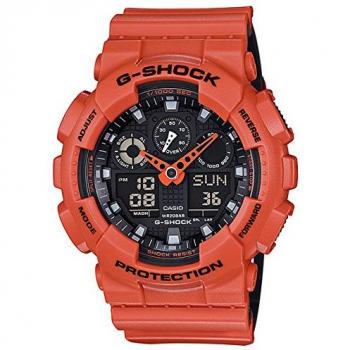 Casio GA100L-4A Herren Sportuhr mit orangefarbenem Silikonband