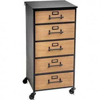 Chiffonnier Noir/Naturel en Bois et Fer