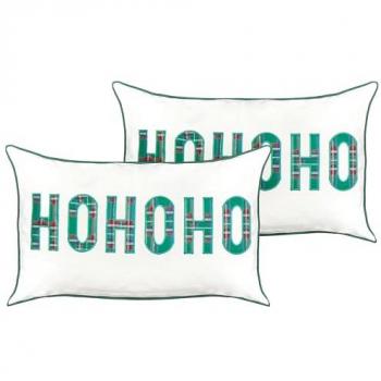 Conjunto de 2 cojines de algodón con motivo navideño y texto blanco 30 x 50 cm