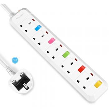 Mscien 5-Gang Individually Switched Extension Lead 3M