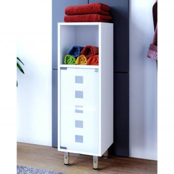 Badezimmer Regal mit Glastür Darola 95x30x30 Weiß