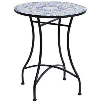 Table Bistrot Mosaïque Fleur Fer Forgé Noir