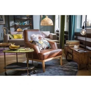 Vintage Chic – TOM TAILOR HOME COZY Sessel, Kedernaht, Knöpfe, Eichenfuß