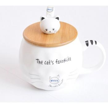 Porzellan Becher Katze mit Deckel