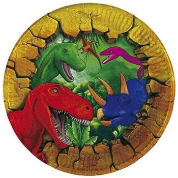 Kleine Dinosaurier Tischdekoration – 6 Pappteller 18 cm