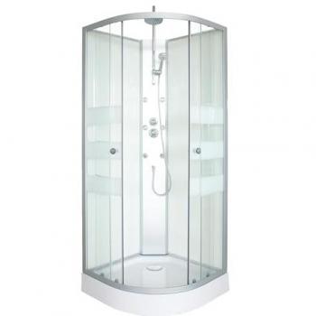 ONDEE ZEN Cabine hydromassante AMELIA – 1/4 C 90 cm, Blanc, Porte coulissante transparente
