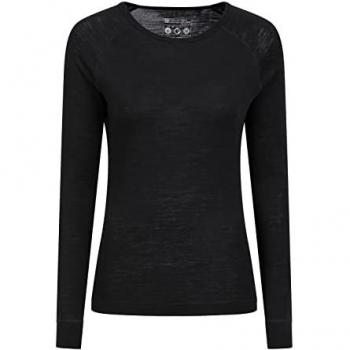 Thermo-Merino-Rundhalsoberteil für Frauen – Farbe Schwarz