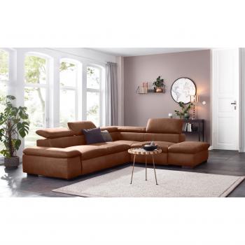 Ecksofa Alberto L-Form, Antiklederoptik, mit Kopfteilverstellung
