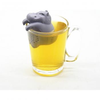 Gray Silicone Hippo Tea Strainer