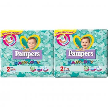 Pampers baby dry taglia mini (3-6kg) pacco doppio 24+24 pezzi