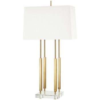 Rhinebeck Small 1-Light Table Lamp in Brass and Linen