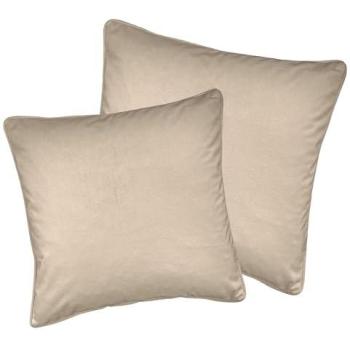 Cream Soft Velvet Cushion Cover Set – 55cm by 55cm, Dual-Sided Zip, Piped Edges