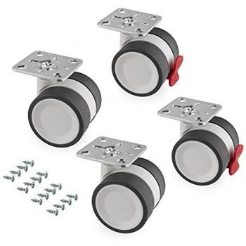Kit di Ruote Bowl 2 con Piastra di Montaggio Ø50 mm in Acciaio e Plastica