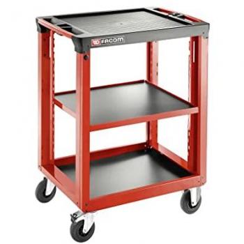 FACOM Fahrbarer 3‑Ebenen‑Beistelltisch ROLL – 3 Mod – 19 kg rot