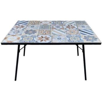 Mesa de jardín 120x80 cm con encimera de cerámica azul – Made in Italy
