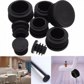 10Pcs Black Plastic Furniture Leg Plug End Caps for Round Pipes