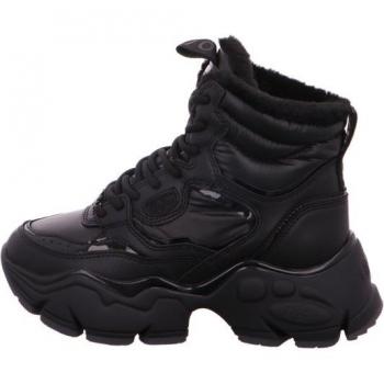 Buffalo Damen Vegan Winterstiefel Schwarz mit Blockabsatz