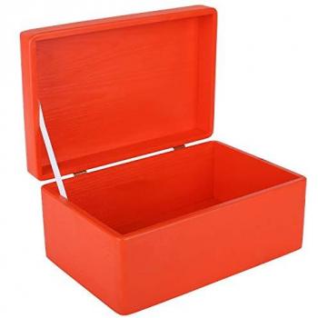 Boîte de rangement en bois rouge avec couvercle