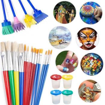 Kit de Pinceles para Niños 34 Unids y 6 Paletas