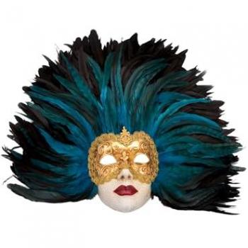 Maskworld Piuma Blu – Große goldgeprägte Schaummaske für Kostüme