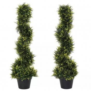 Outsunny 2-Pack 90cm/3FT Artificial Topiary Trees with Pot