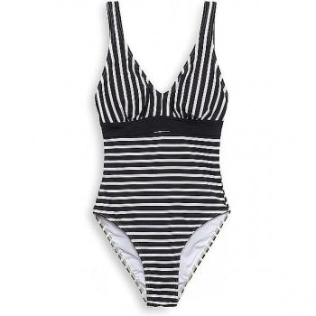 Esprit Damen Badeanzug Schwarz-Weiß 44
