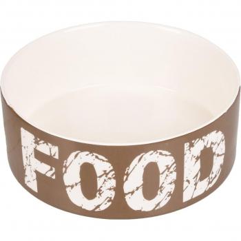 Kyra eetpot hond keramisch taupe/wit 16cm 770ml