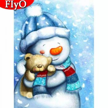 Broderie de Diamant : Ours et Bonhomme de Neige