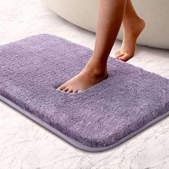 VANZAVANZU Non Slip Bath Mat Thickened Bath Rug for Bathroom Absorbent Ultra Soft Bathroom Mat Rug Fluffy Microfiber Bedside Rug Carpet Floor Mat, Machine Washable
