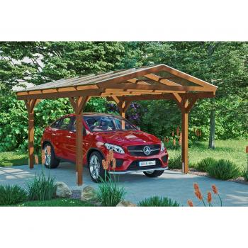 Skan Holz Einzelcarport Westerwald Nussbaum Unterstand, 362x541 cm