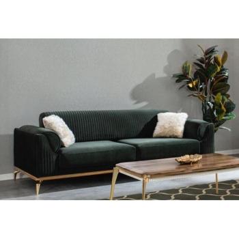 Casa Padrino Premium Art Deco Sofa – grün/braun/gold, 230 x 100 cm, 92 cm hoch